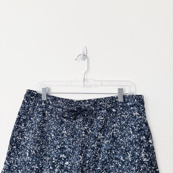 [Athleta] Navy Blue Pull-On Elastic Waist Printed Baja Shorts Abstract Size XL - Picture 3 of 11